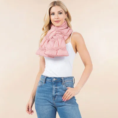 Fashnzfab Cozy Winter Quilted Puffer Scarf In Pink