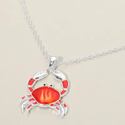 Fashnzfab Crab Charm Pendant Necklace In Multi