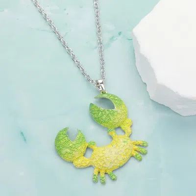 Fashnzfab Crab Colored Metal Pendant Necklace In Green