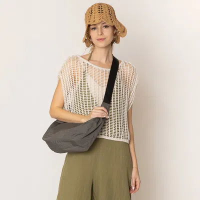 Fashnzfab Crescent Crossbody Bag In Gray
