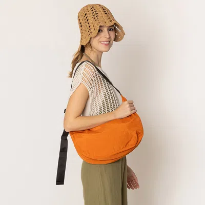 Fashnzfab Crescent Crossbody Bag In Orange