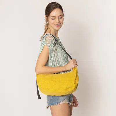 Fashnzfab Crescent Crossbody Bag In Yellow