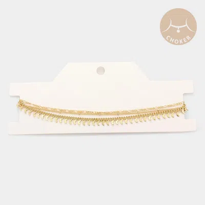 Fashnzfab Crescent Moon Detailed Triple Layered Brass Metal Chain Necklace In Gold