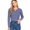 Shop Fashnzfab Crew Neck Cable Sweater Cardigan In Purple