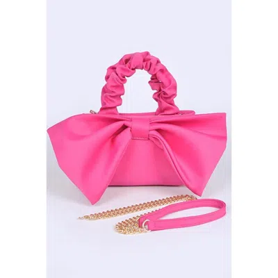 Fashnzfab Crinkle Handle Large Bow Tie Clutch Bag