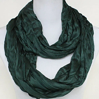 Fashnzfab Crinkled Viscose Infinity Spring Scarf In Green