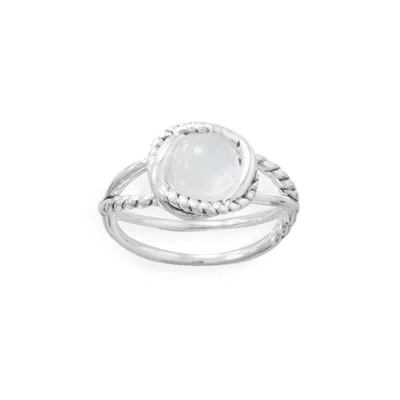 Fashnzfab Criss Cross Band Rainbow Moonstone Ring In Pattern