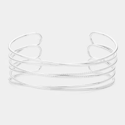 Fashnzfab Crisscross Metal Cuff Bracelet In Multi