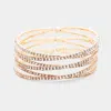 Fashnzfab Crisscross Rhinestone Pave Cuff Bracelet Clear, Rose Gold In Multi