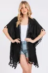 Fashnzfab Crochet And Tassel Trim Cover Up
