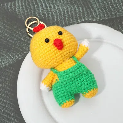 Fashnzfab Crochet Chicken Plush Keychain Bag Charm In Pink