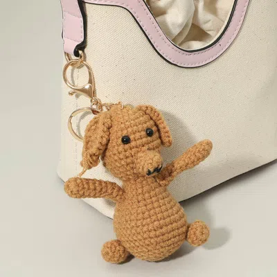 Fashnzfab Crochet Cute Dog Keychain Bag Charm In Silver
