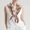 Fashnzfab Crochet Drop Fringe Plaid Check Scarf In Brown