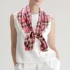 Fashnzfab Crochet Drop Fringe Plaid Check Scarf In Pink