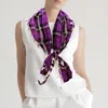 Fashnzfab Crochet Drop Fringe Plaid Check Scarf In Purple