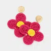 Fashnzfab Crochet Flower Dangle Earrings In Pink