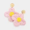 Fashnzfab Crochet Flower Dangle Earrings In Pink