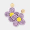 Fashnzfab Crochet Flower Dangle Earrings In Purple
