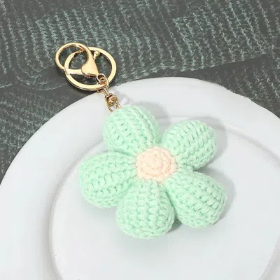 Fashnzfab Crochet Flower Keychain Bag Charm In Gold