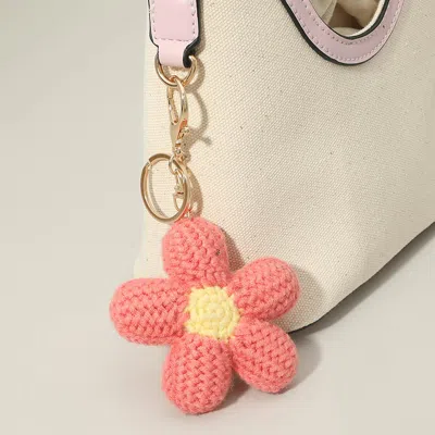 Fashnzfab Crochet Flower Keychain Bag Charm In Pink