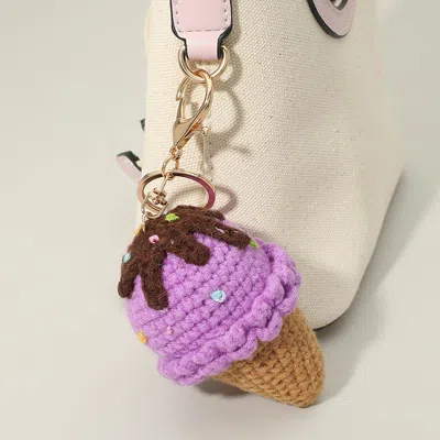 Fashnzfab Crochet Ice Cream Keychain Bag Charm In Pink