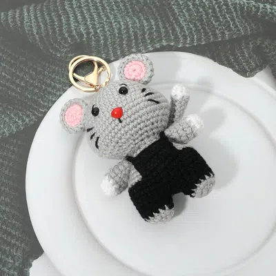 Fashnzfab Crochet Mouse Keychain Bag Charm In Red
