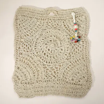 Fashnzfab Crochet Pearl Bead Cluster Charm Tote Bags In Multi