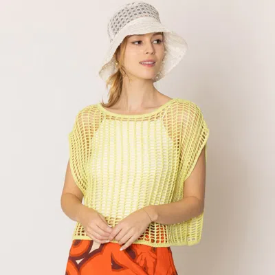 Fashnzfab Crochet Poncho Vest In Yellow
