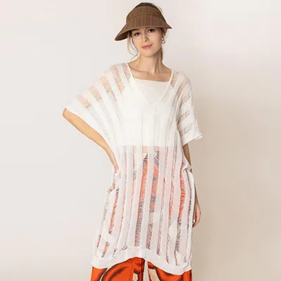 Fashnzfab Crochet Poncho In White