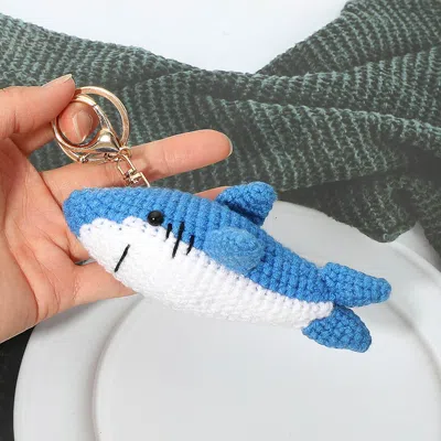 Fashnzfab Crochet Shark Keychain Bag Charm In Red