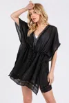 Fashnzfab Crochet Trim And Front Drawstring Poncho