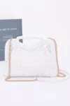 Fashnzfab Crochet Wood Frame Clutch In White