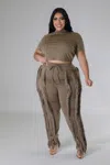 Fashnzfab Crop Top Two-piece Set In Brown