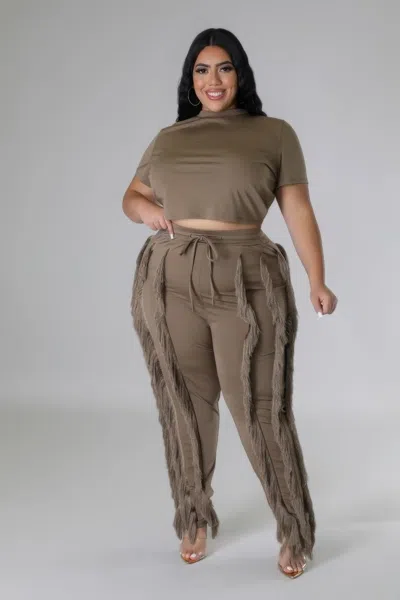 Fashnzfab Crop Top Two-piece Set In Brown
