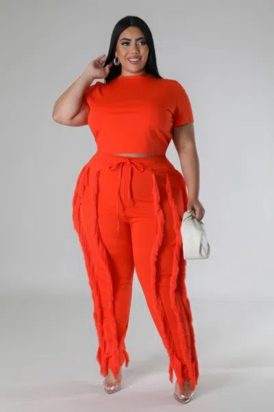 Fashnzfab Crop Top Two-piece Set In Orange