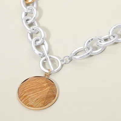 Fashnzfab Cross And Symbol Charm Station Bracelet In Metallic