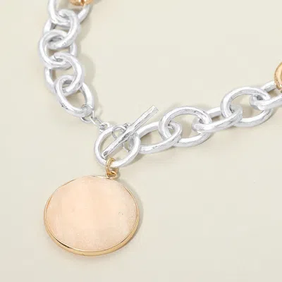 Fashnzfab Cross And Symbol Charm Station Bracelet In White