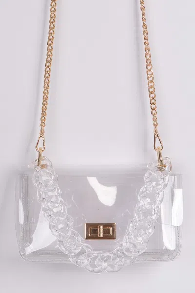 Fashnzfab Cross Chain Body Visibly Clear Clutch In Multi