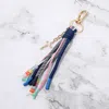 Fashnzfab Cross Charm Drop Happy Love Message Beaded Rope Tassel Keychain Bag Charm In Multi