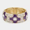 Fashnzfab Cross Crystal Stretch Bracelet Purple In Purple