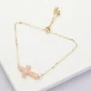 Fashnzfab Cross Druzy Adjustable Pull Tie Bracelet Ab, Pink In Multi