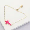 Fashnzfab Cross Druzy Adjustable Pull Tie Bracelet Fuchsia, Neon In Multi