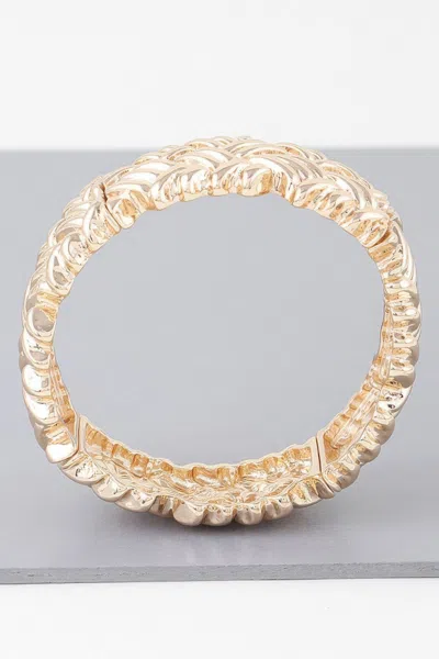 Fashnzfab Cross Hatch Cuff Bracelet In Gold