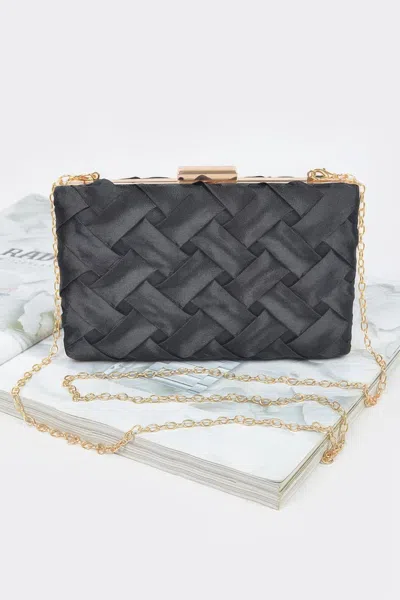 Fashnzfab Cross Hatched Chain Clutch In Pink