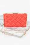 Fashnzfab Cross Hatched Chain Clutch In Pattern