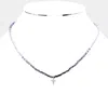 Fashnzfab Cross Pendant Faceted Beaded Necklace In Blue