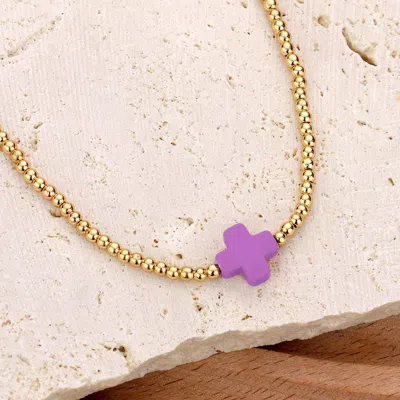 Fashnzfab Cross Pointed Metal Ball Beaded Necklace In Gold