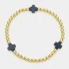 Fashnzfab Cross Pointed Stainless Steel Ball Beaded Stretch Bracelet In Blue