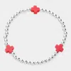 Fashnzfab Cross Pointed Stainless Steel Ball Beaded Stretch Bracelet Red, Silver In Multi