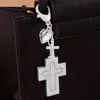 Fashnzfab Cross Religious Message Engraved Heart Charm Keychain / Bag Charm In Silver